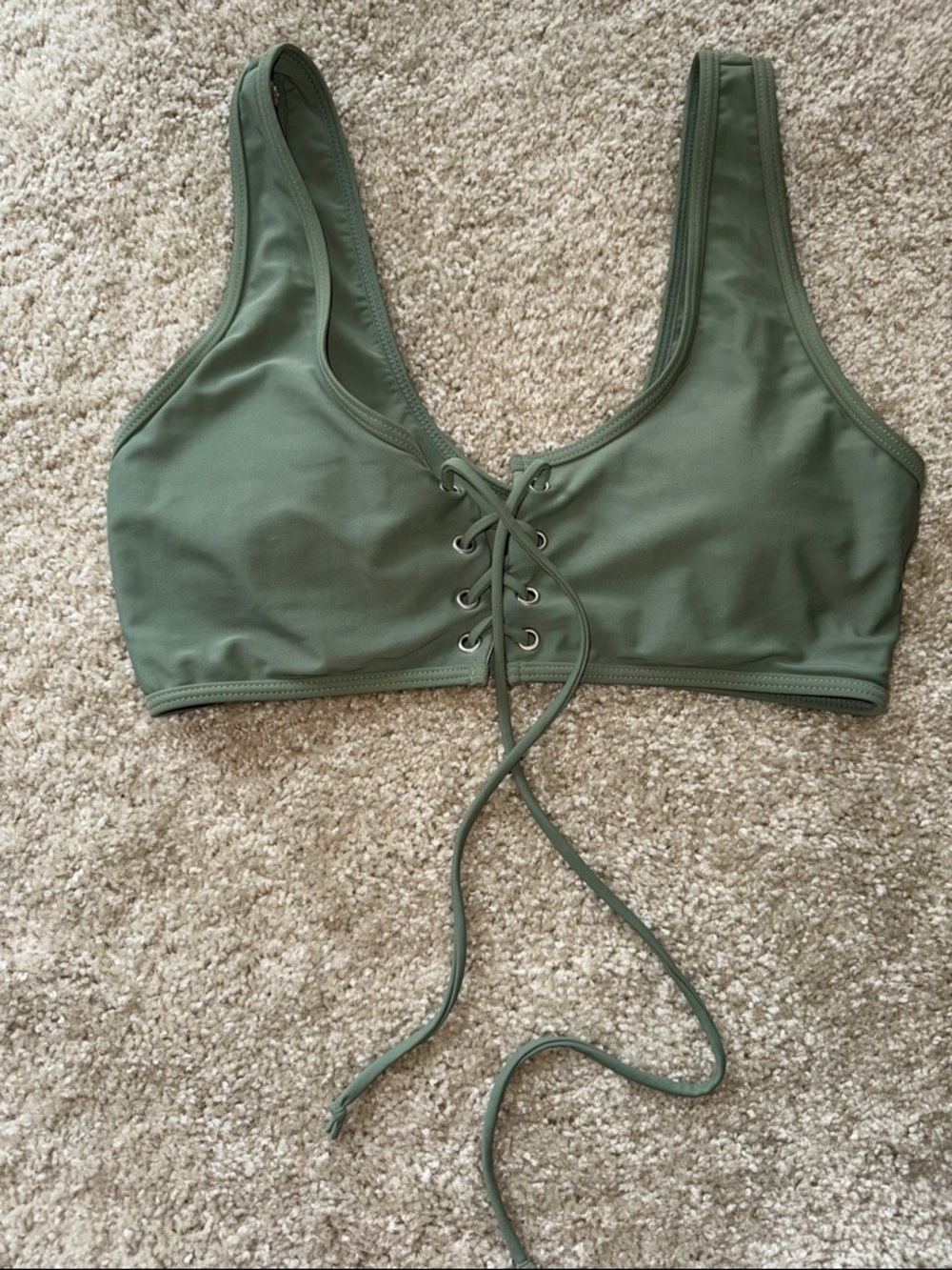 Zaful Olive Green Lace-Up Bikini Top